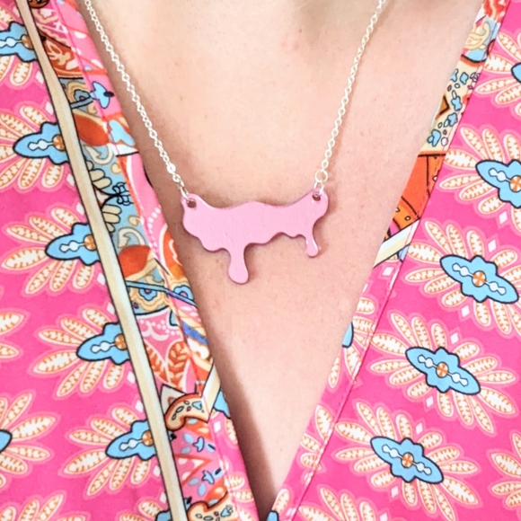 Mirror Drip Necklace + Matching Studs | Hypoallergenic - Picture 5 of 17